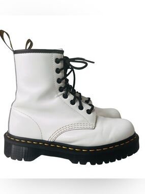 Dr. Martens Doc's Bex 1460 White Leather Boots Grunge Chunky Sole Womens Size 5